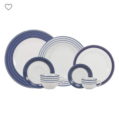 Aparelho de Jantar Azul Royale Chá e Café - 30 Peças