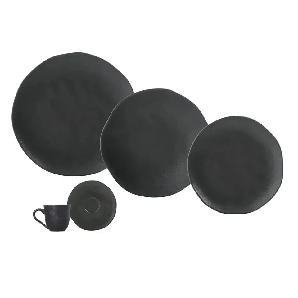 Aparelho de Jantar Stoneware Orgânico Preto Matte 30 Peças