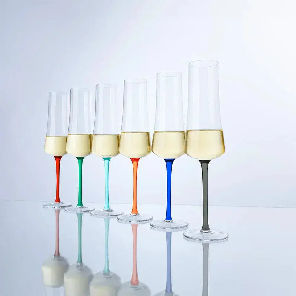 Linha Completa Sommelier Hastes Coloridas para Vinho e Espumante (12 Taças)