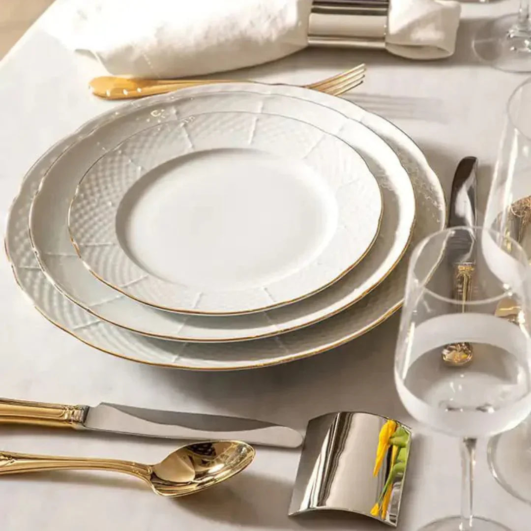 Aparelho de Jantar - Branco Ouro 25 Peças