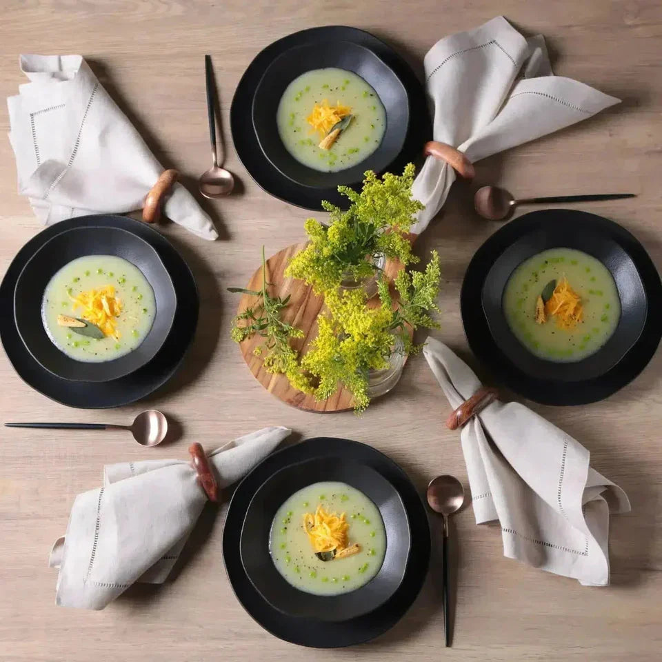 Aparelho de Jantar Stoneware Orgânico Preto Matte 30 Peças