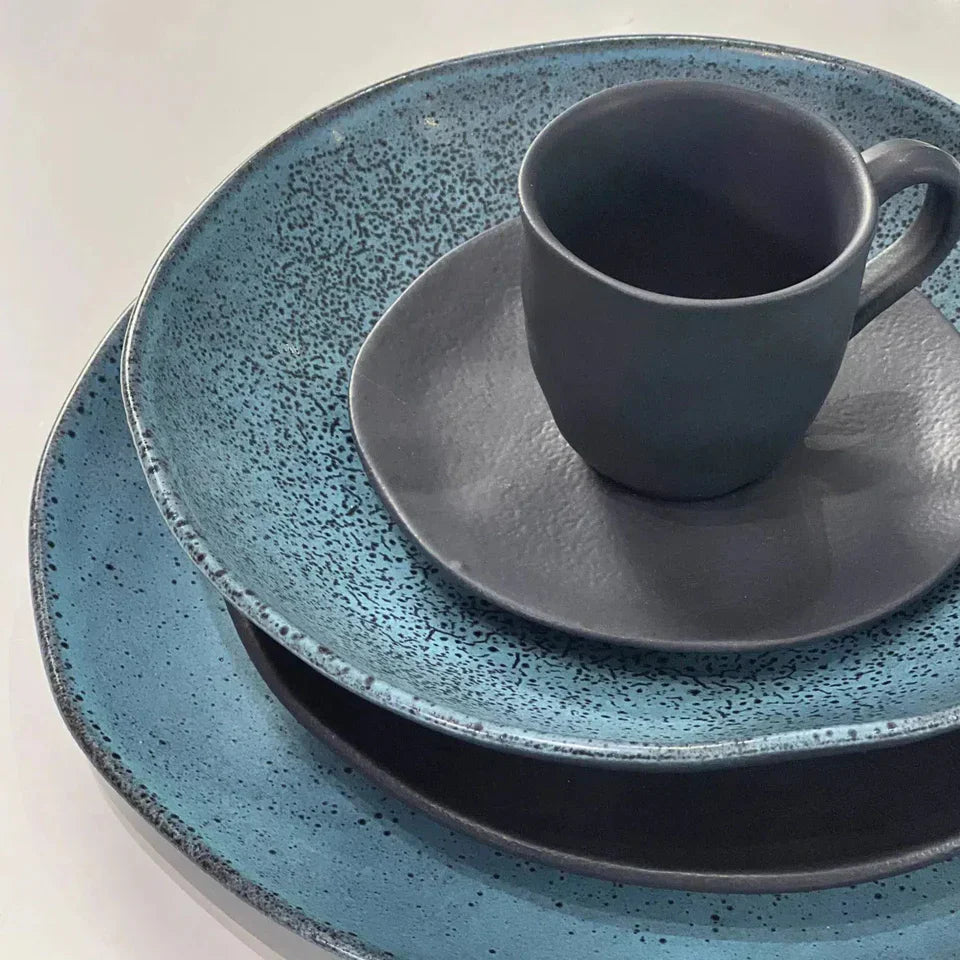 Aparelho de Jantar Stoneware Mix & Match - Petroleum & Preto Matte (30 Peças)