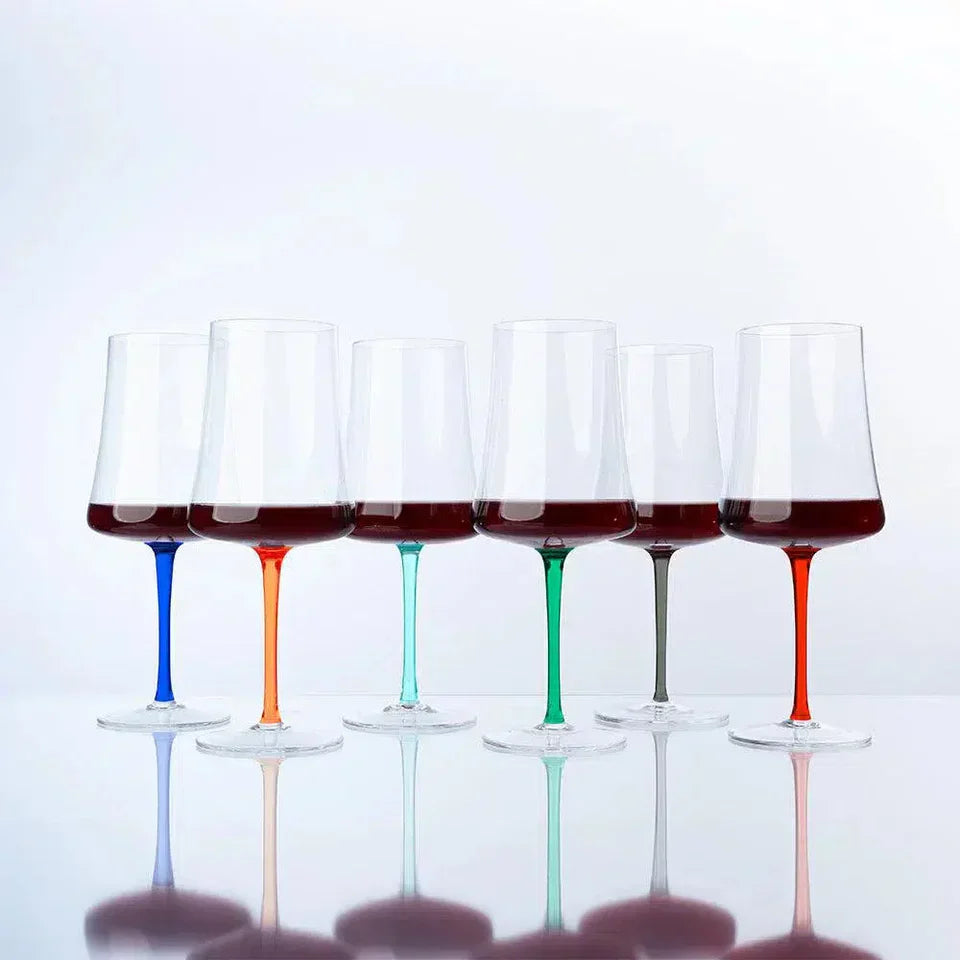 Linha Completa Sommelier Hastes Coloridas para Vinho e Espumante (12 Taças)