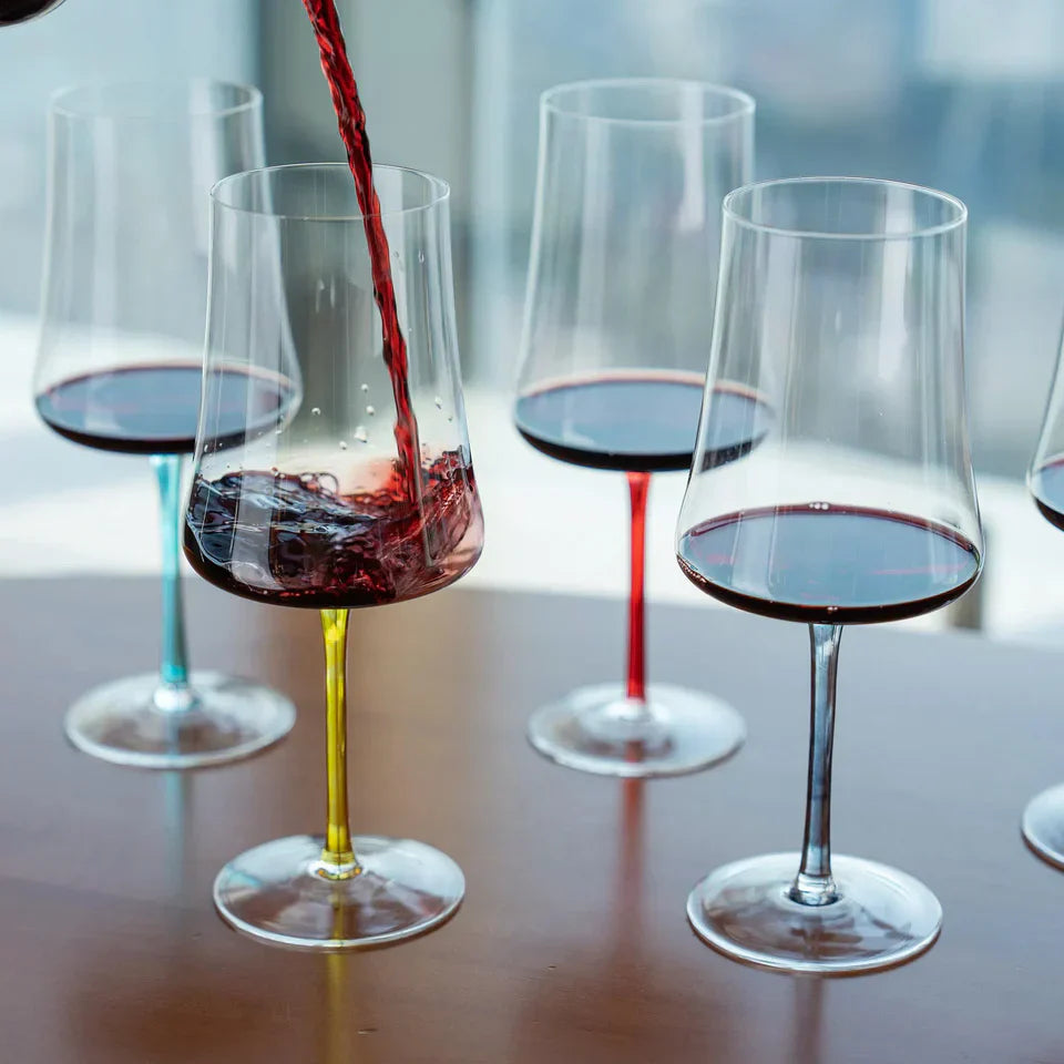 Linha Completa Sommelier Hastes Coloridas para Vinho e Espumante (12 Taças)