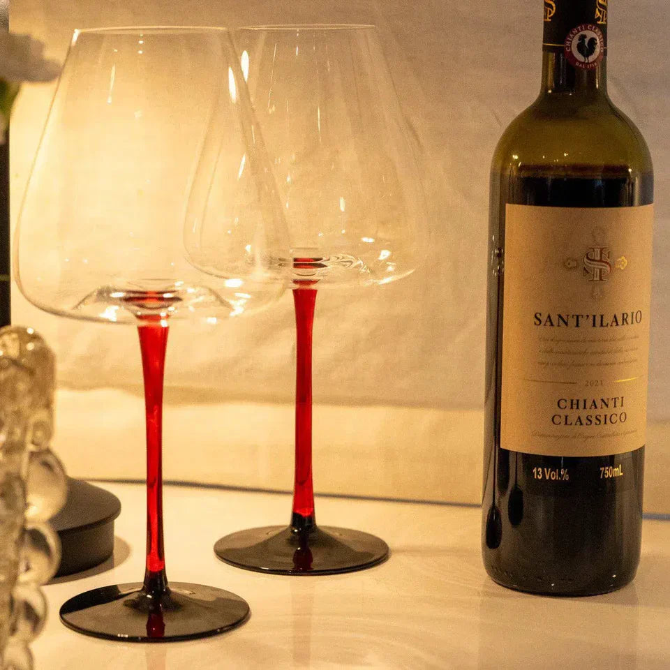 Leve 4, Pague 3: Kit Taças para Vinho em Cristal Linha Mirage Haste Vermelha 800ml